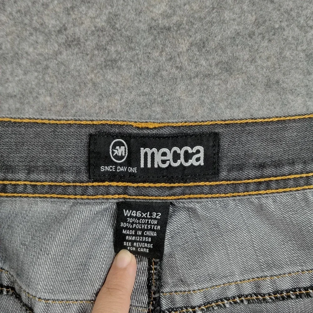 Mecca Jeans Mens 46x32 Gray Denim‎ Straight Leg Relaxed Fit Big & Tall 5-Pocket